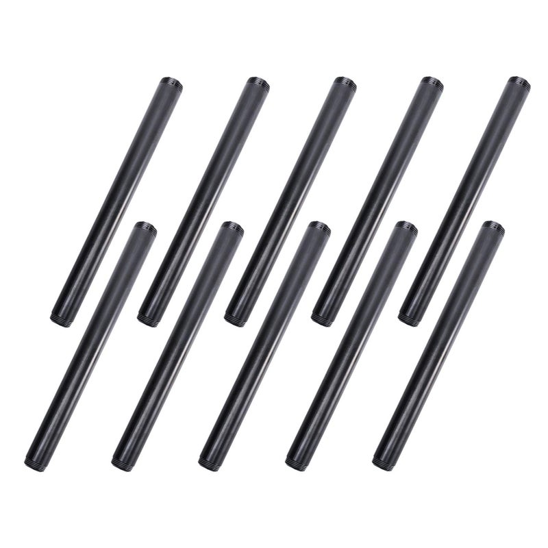 Home TZH 1"x14" أنبوب حديد مطلي بالأسود، حزمة TZH 10 من أنابيب معدنية سوداء ملولبة لمشاريع DIY/أثاث/زينة رفوف - Image 1